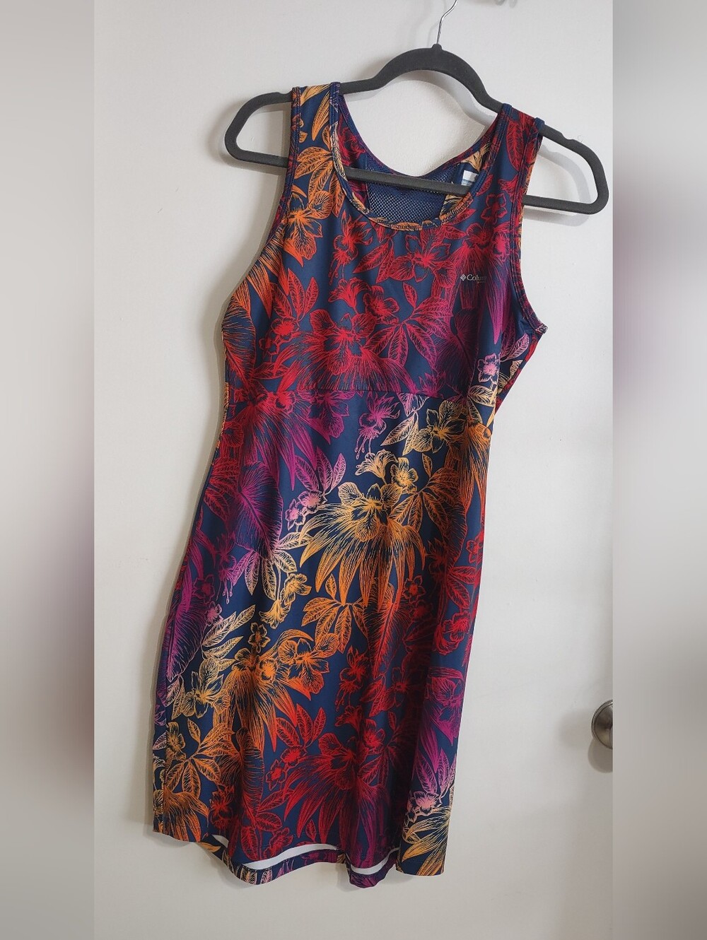 Columbia Navy Floral Tank Dress with Pink & Gold Print